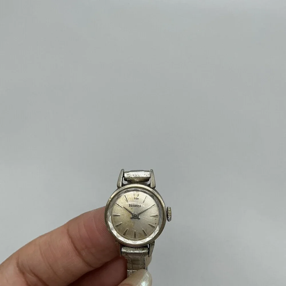 Vintage Ernest Borel Womens Watch 17mm Silver Tone Manual Wind Swiss Made